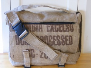 Messenger Bag - made from a recycled burlap coffee sack