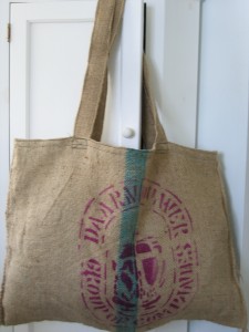 Extra large Beach Bag size recycled burlap coffee sack bag